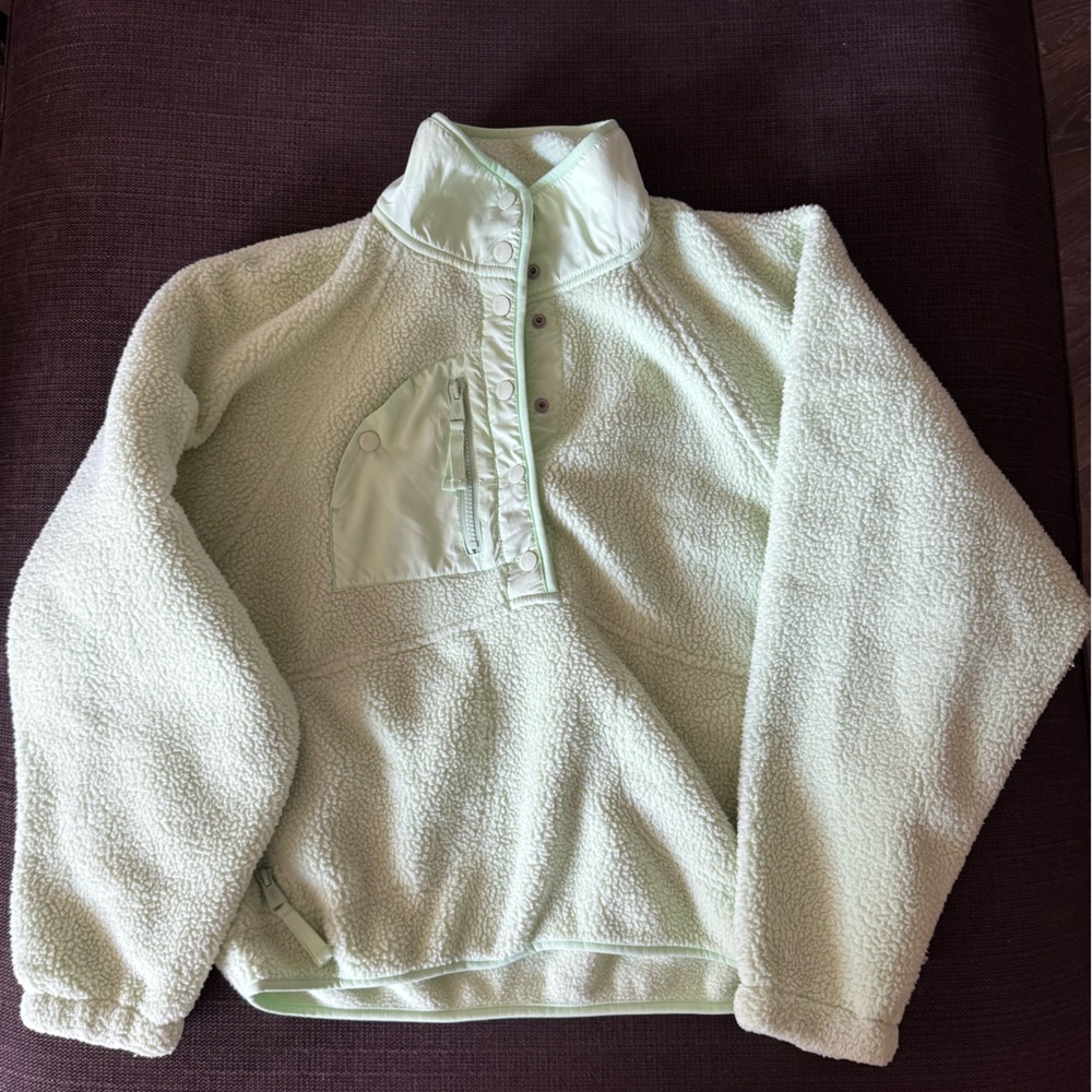 FREE PEOPLE Light Mint Sherpa Pullover Fleece